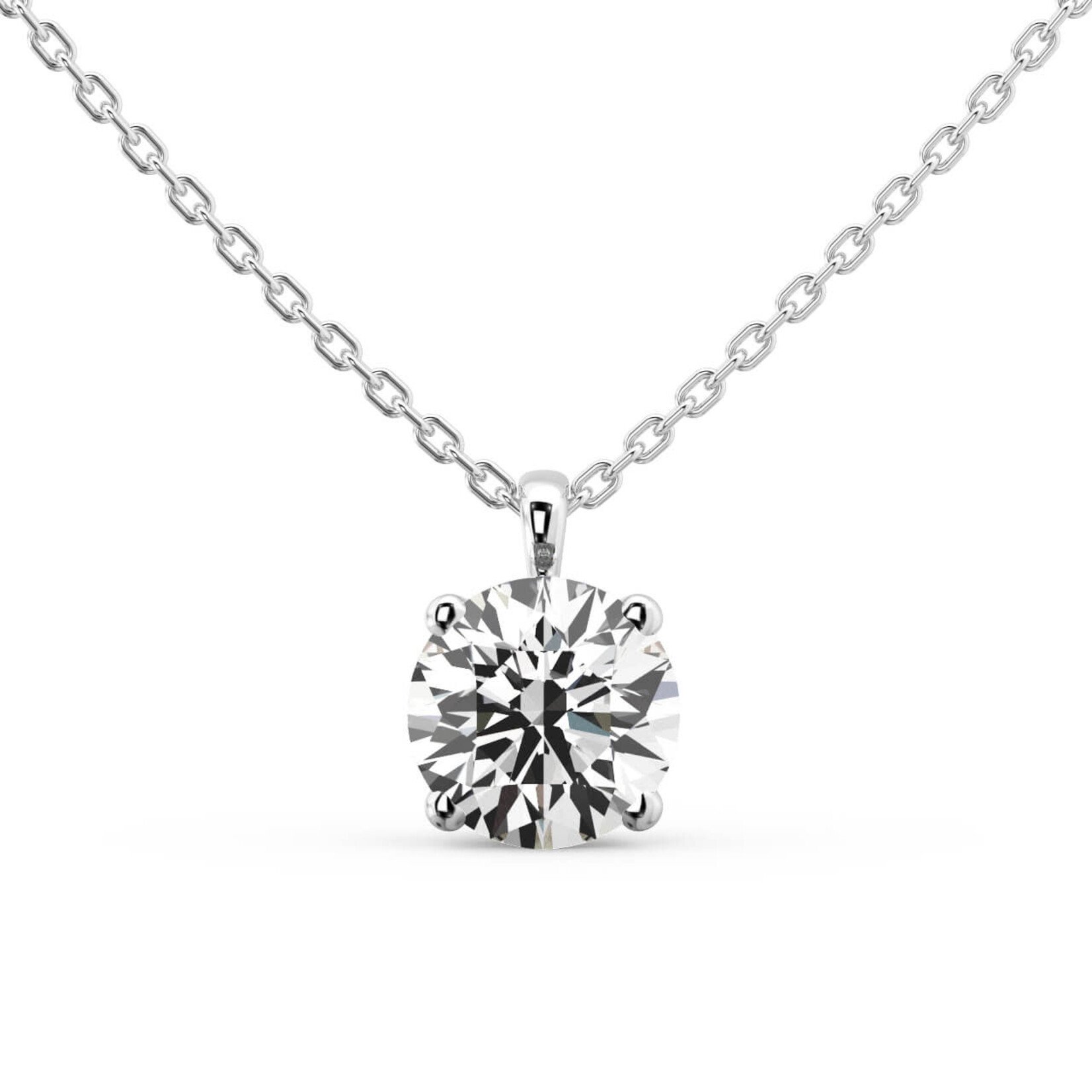 14K White Gold 1/2 Carat Lab Grown Diamond Solitaire Pendant