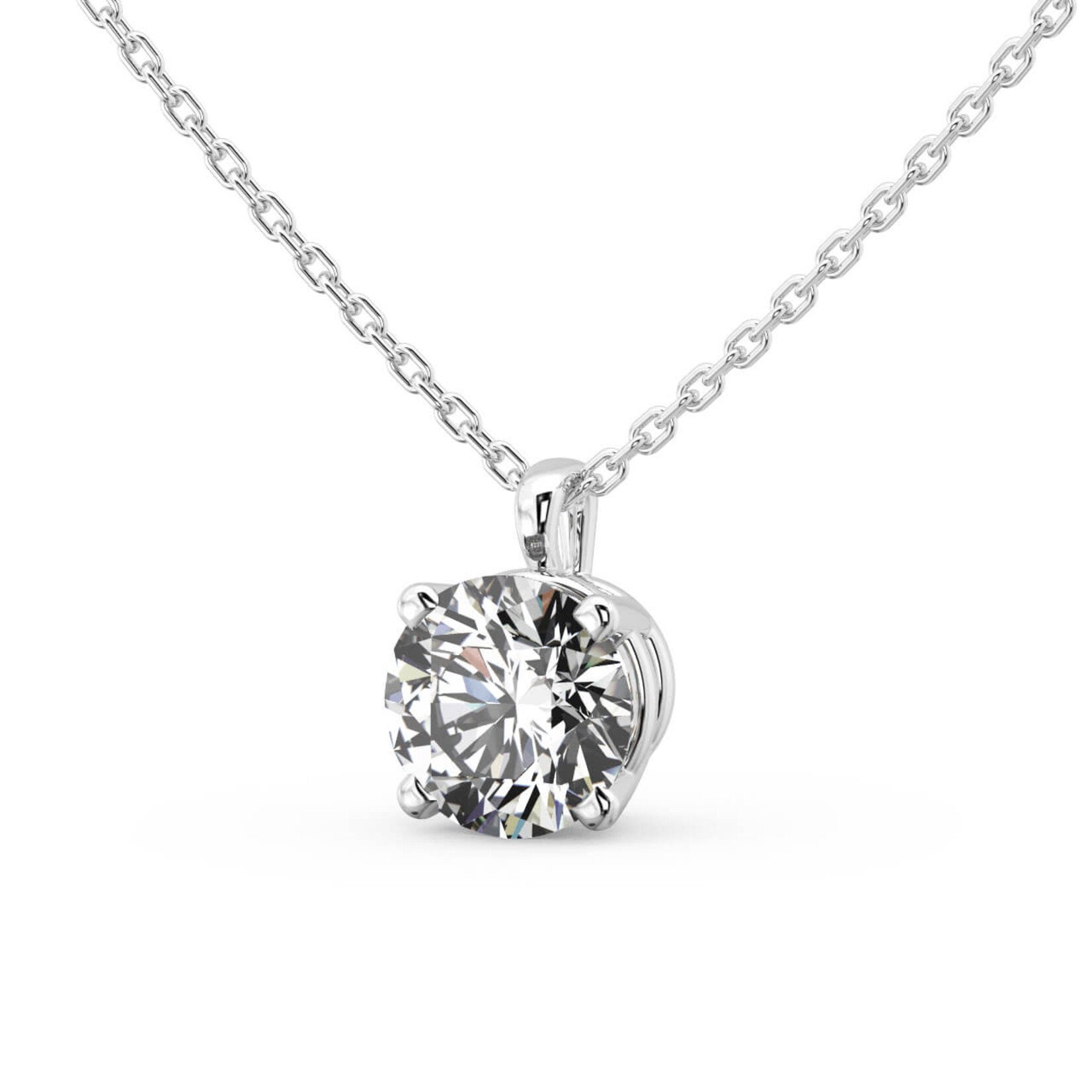 14K White Gold 1/2 Carat Lab Grown Diamond Solitaire Pendant