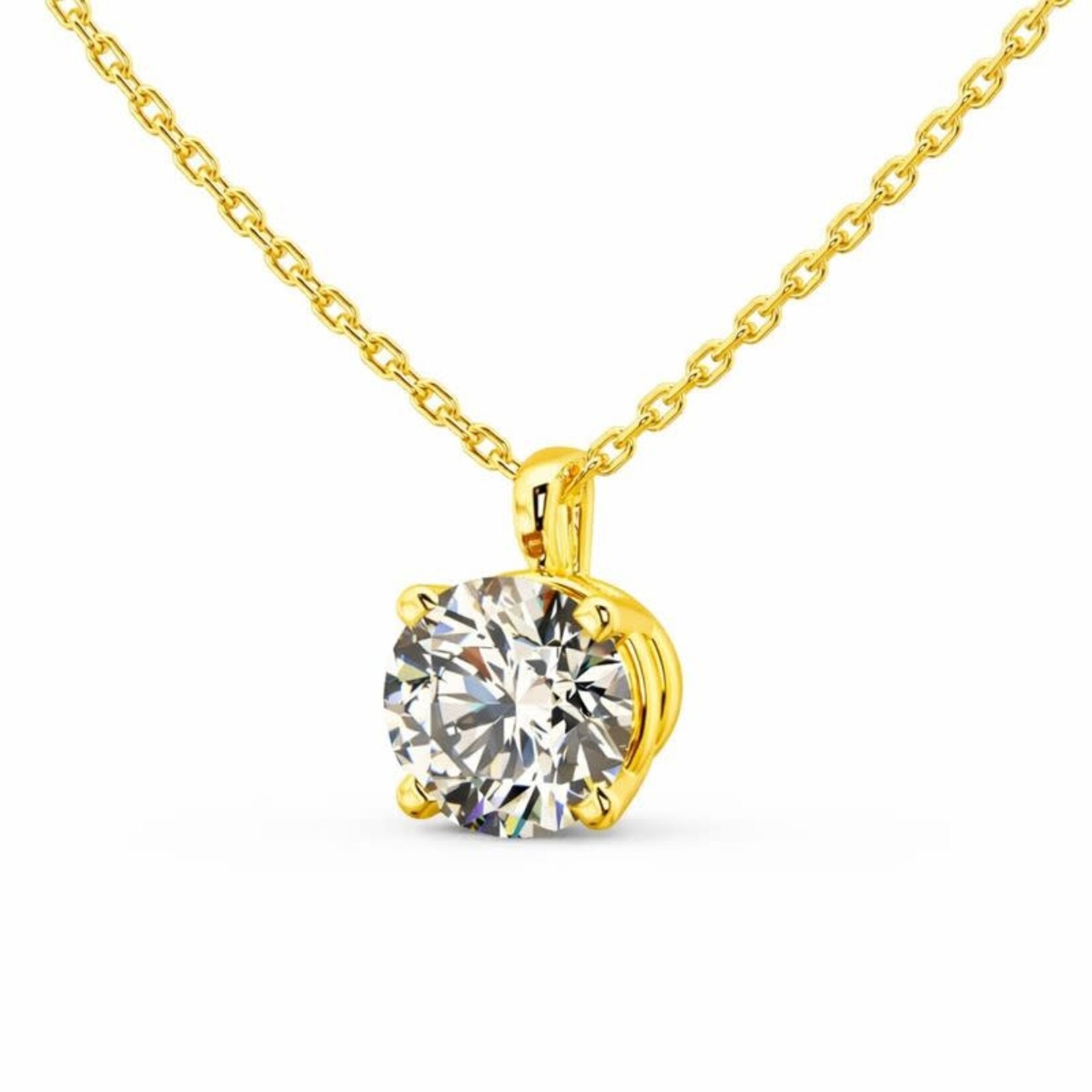 14K Yellow Gold 1/2 Carat Lab Grown Diamond Solitaire Pendant