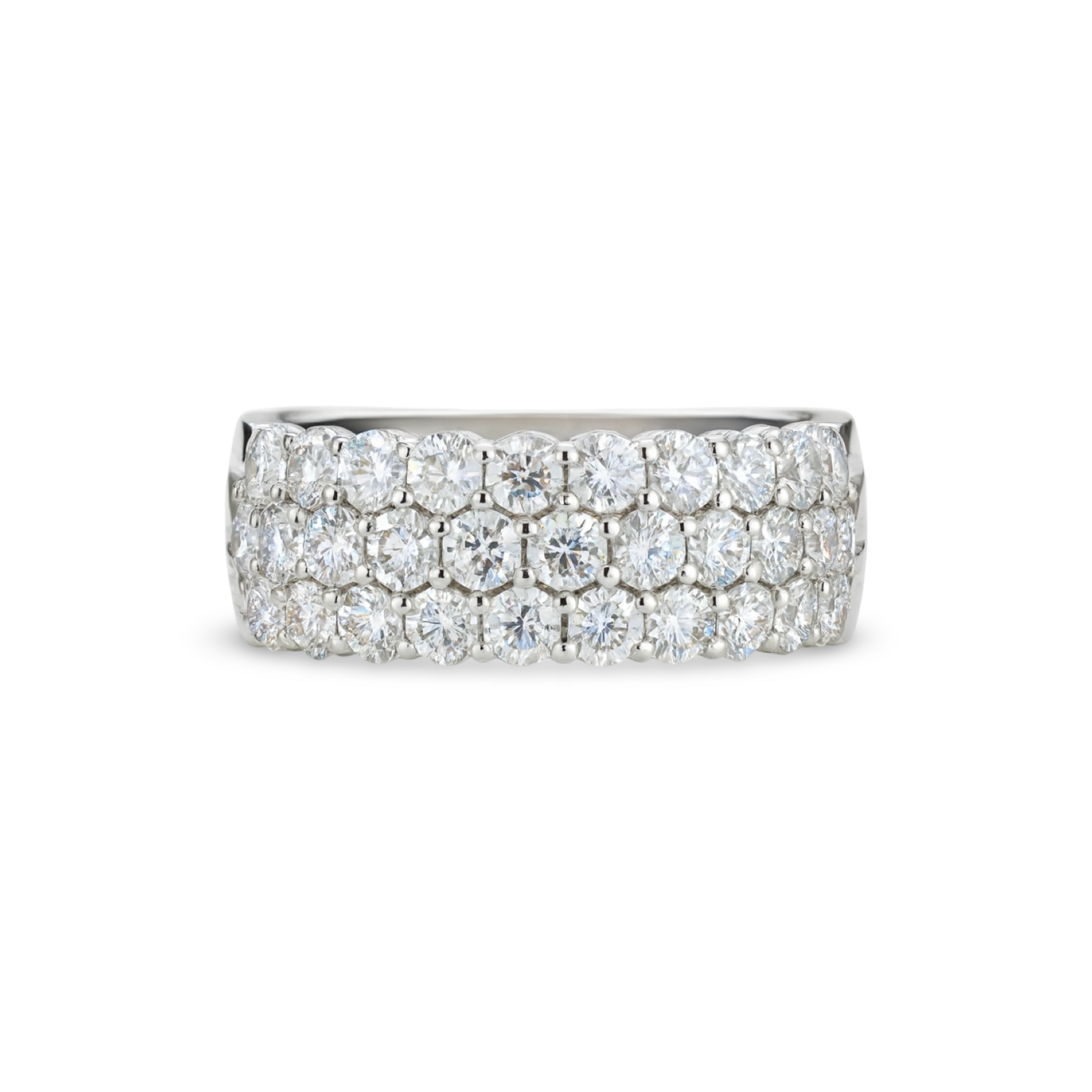 Platinum Three Row 3.68 Carat Diamond Band