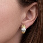 14K Two Tone Gold Diamond Basket Weave Earrings