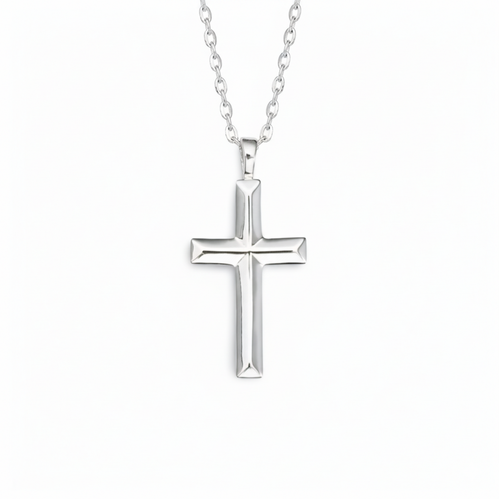 Sterling Silver Small Beveled Cross
