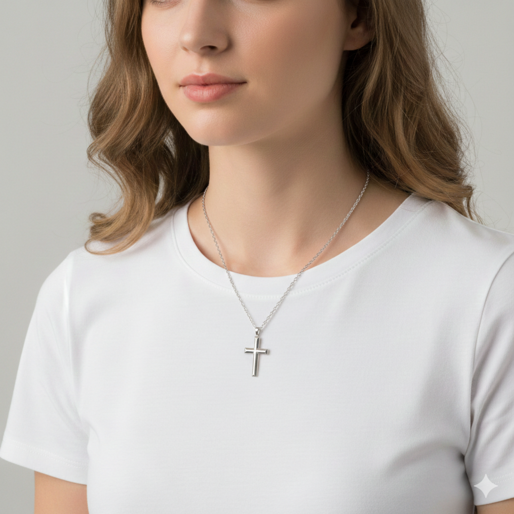 Sterling Silver Small Beveled Cross
