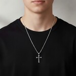 Solid Sterling Silver Medium Grooved Ball Cross