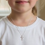 Solid Sterling Silver Small Flower Cross