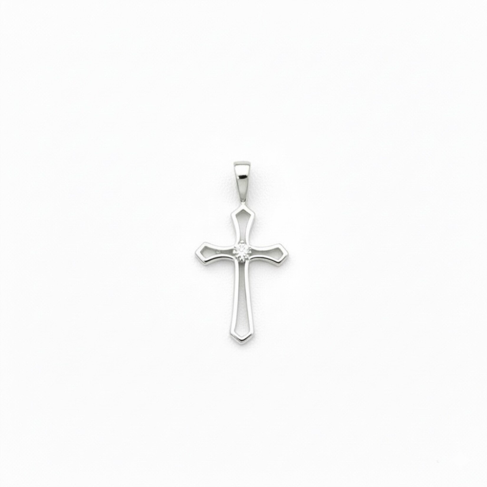 Sterling Silver Open Flair Cubic Zirconia Cross