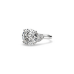 Platinum Three Stone Round and Half Moon Diamond Ring
