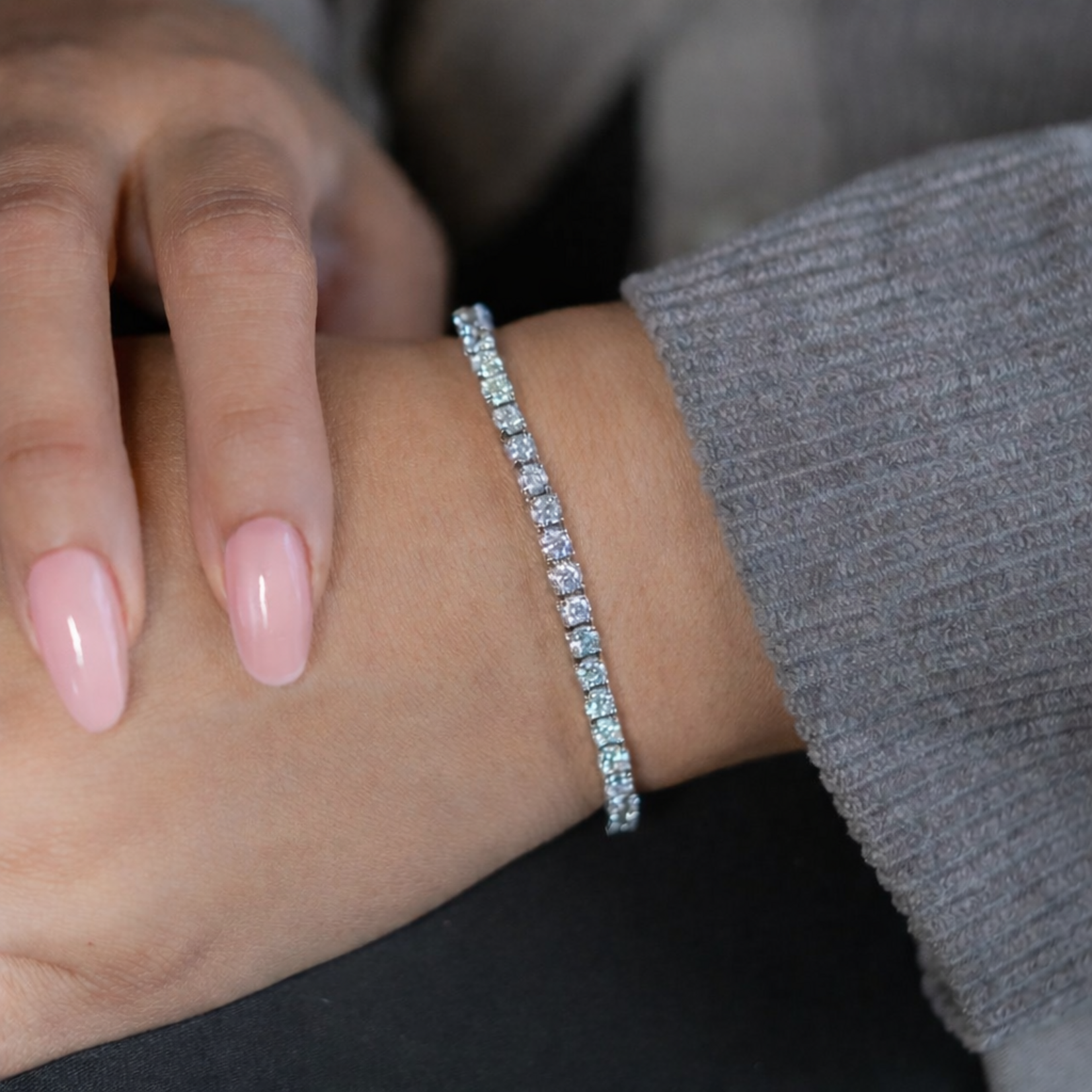 14K White Gold 7 1/4 Carat Diamond Tennis Bracelet