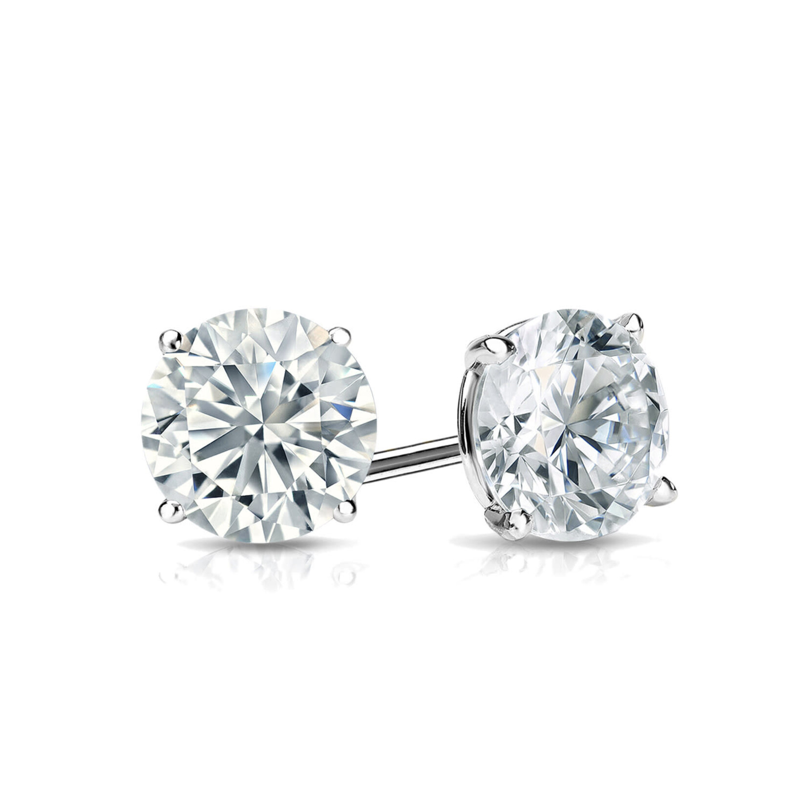 14K White Gold 4 Carat Lab Grown Diamond Stud Earrings