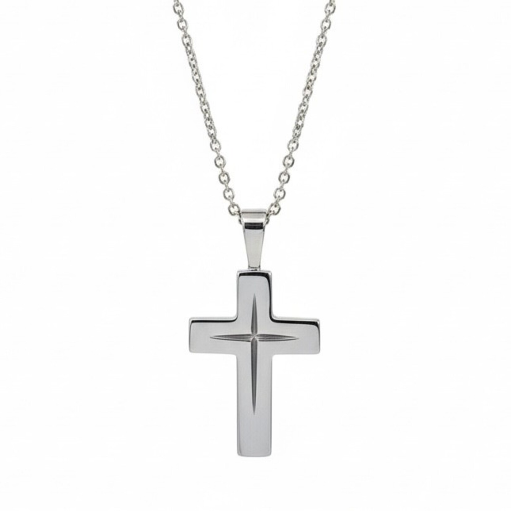 Solid Sterling Silver Large Star Cut Cross