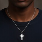 Solid Sterling Silver Large Star Cut Cross