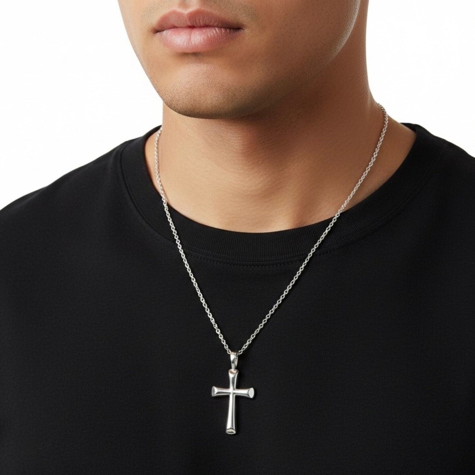 Solid Sterling Silver Medium Round Flair Cross