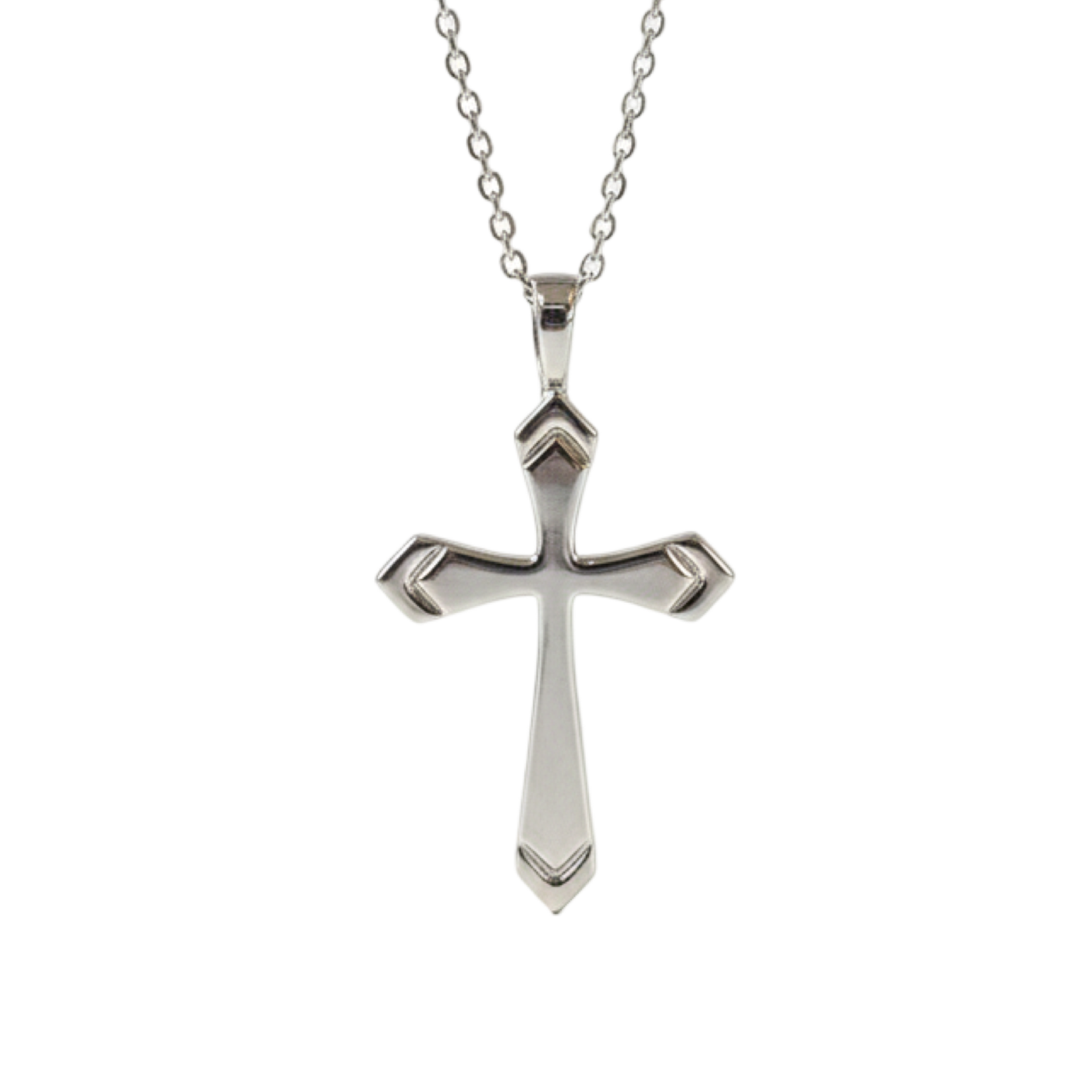 Solid Sterling Silver Large Arrow Groove Cross
