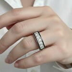 Edwardian Platinum Five Diamond & Enamel Ring