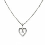 14K White Gold Diamond Open Heart Pendant
