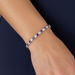 14K White Gold  Sapphire & Diamond Bangle