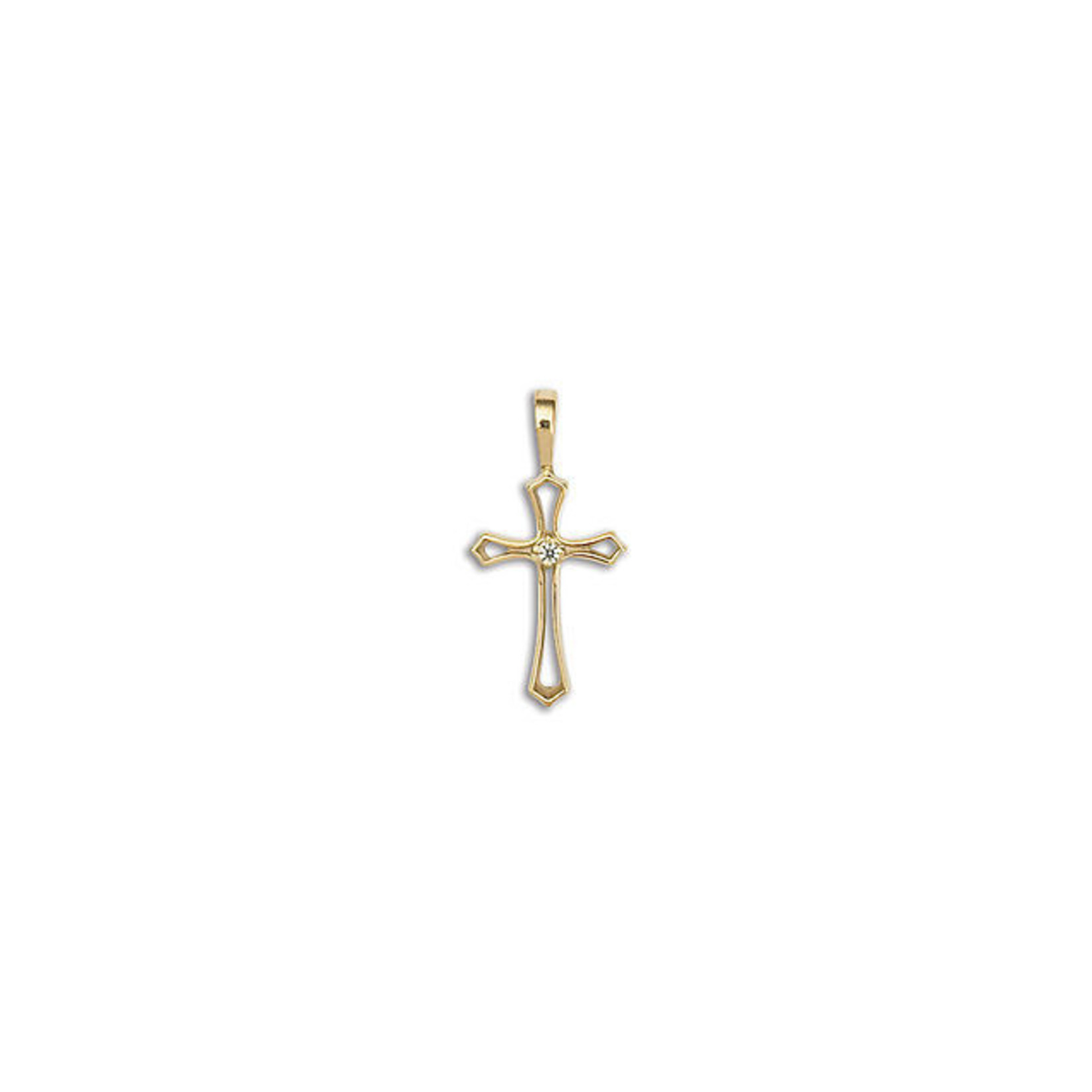 Solid 14K Yellow Gold Diamond Cross