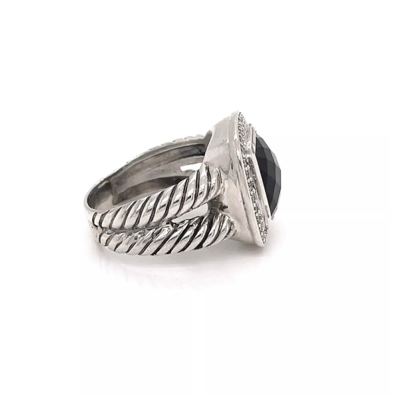 Sterling Silver Black Onyx & Diamond David Yurman Albion Ring