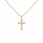 Solid 14K Yellow Gold Diamond Cross