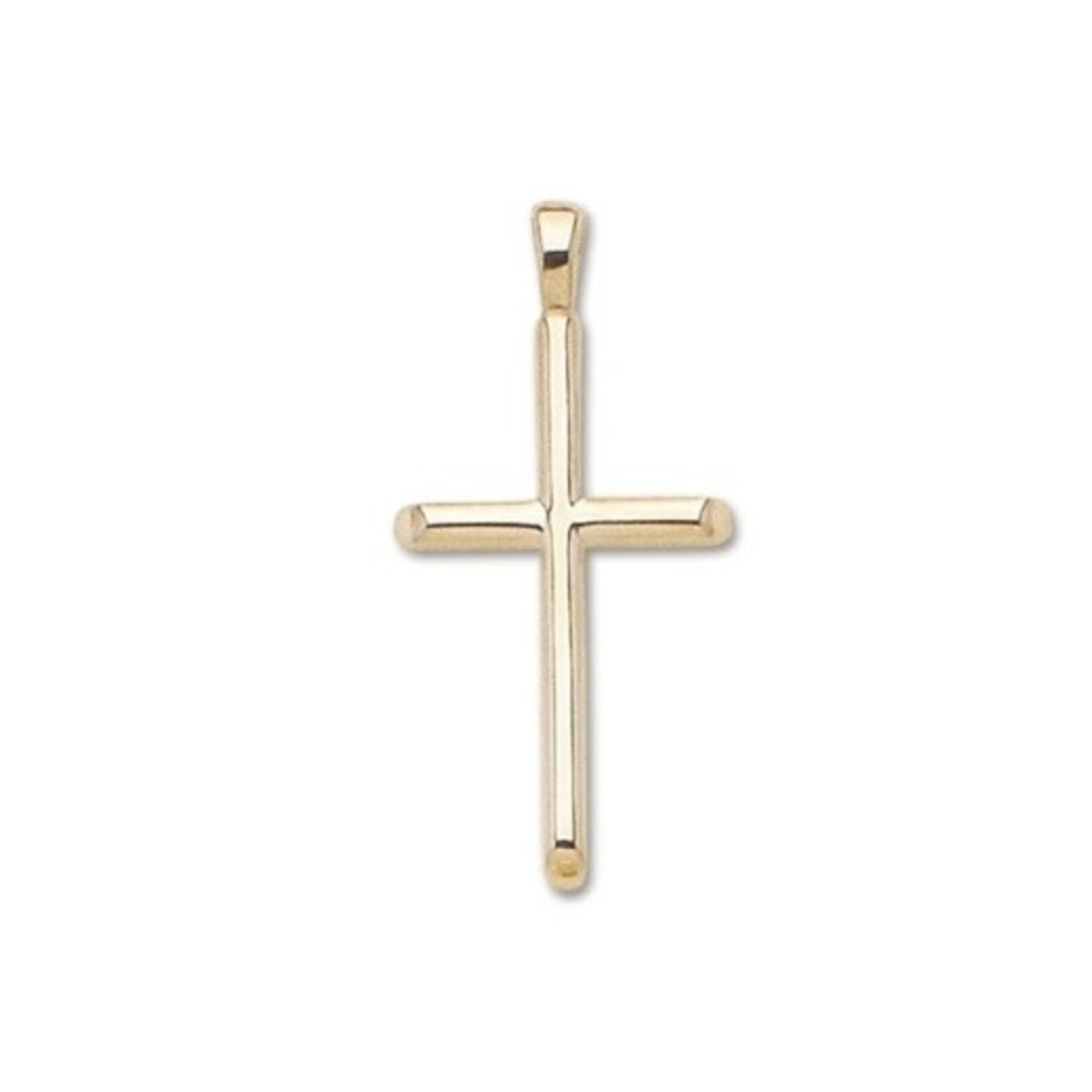 Solid 14K Yellow Gold Large Half Round Cross