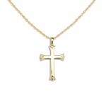 14K Yellow Gold Medium Grooved Ball End Cross