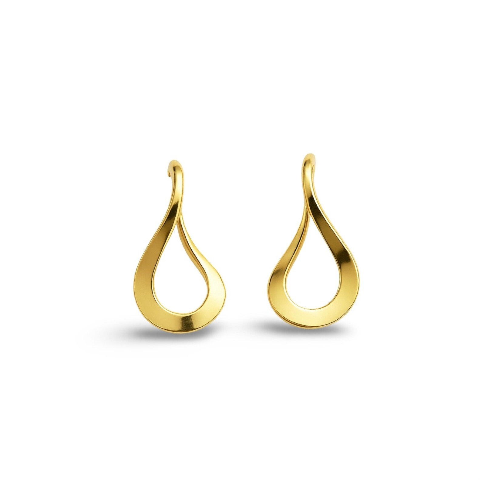 14K Yellow Gold Open Wave Earrings