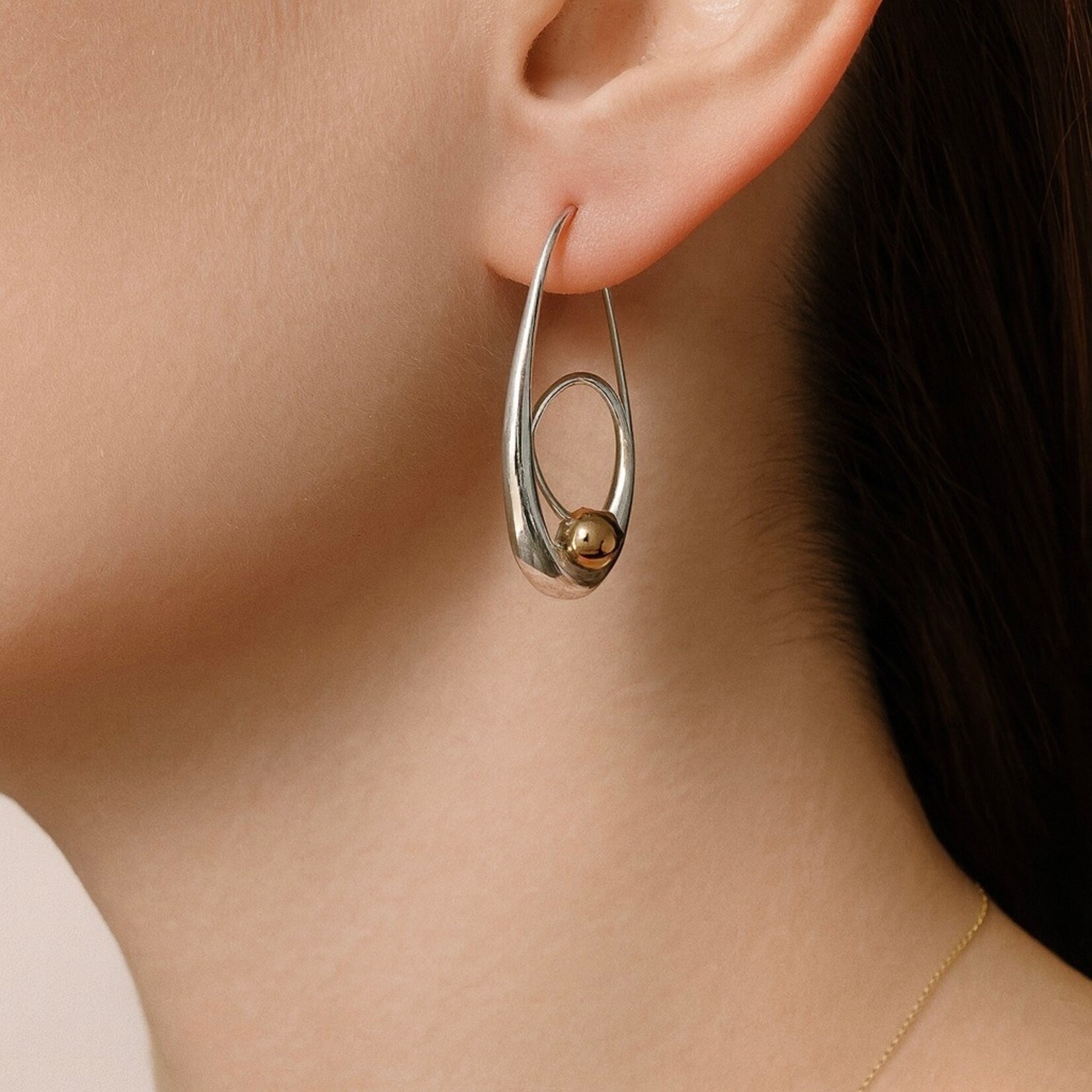 Sterling Silver Gold Ball Wire Twist Drop Ed Levin