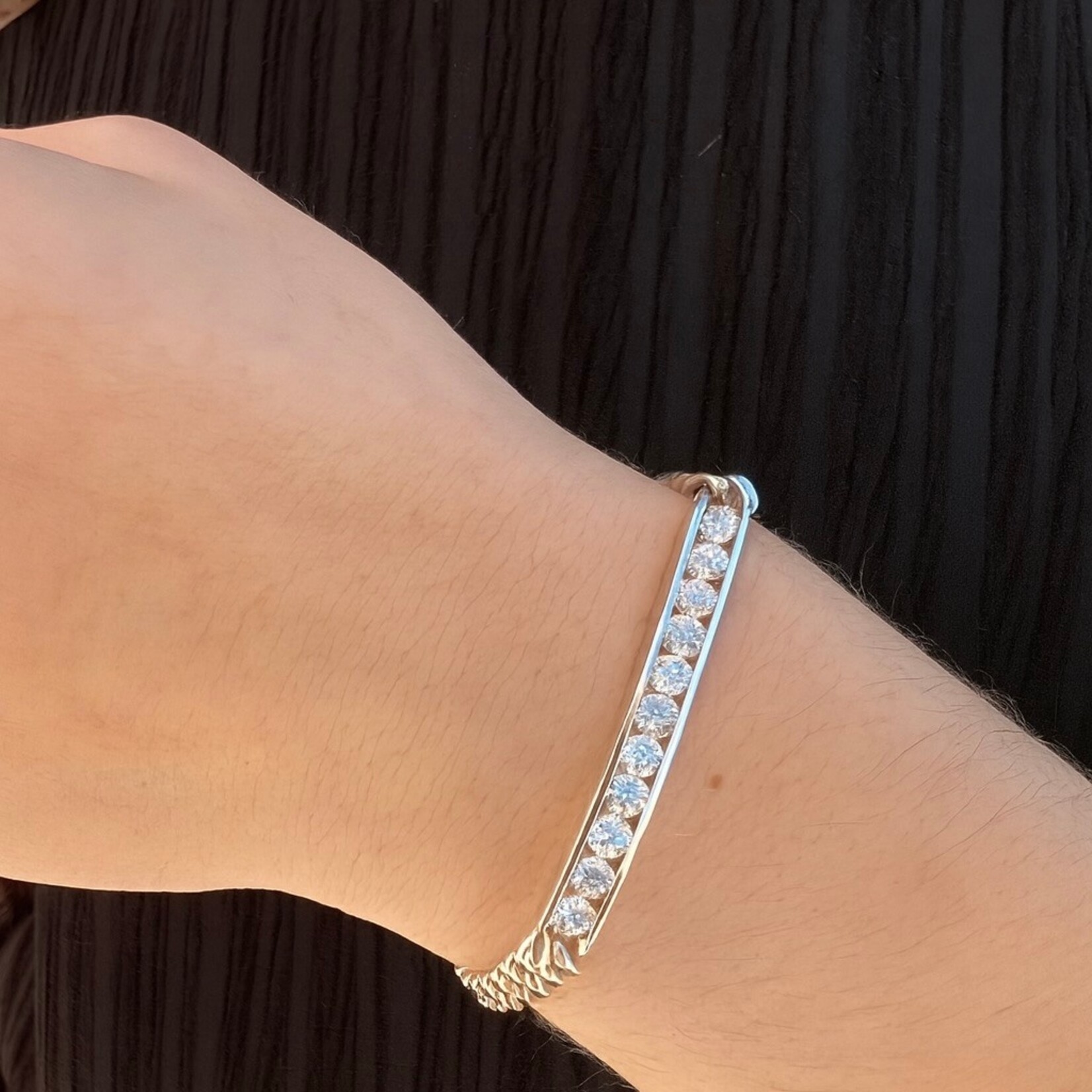 Sterling Silver 2 Carat Lab Grown Diamond Bar Bracelet