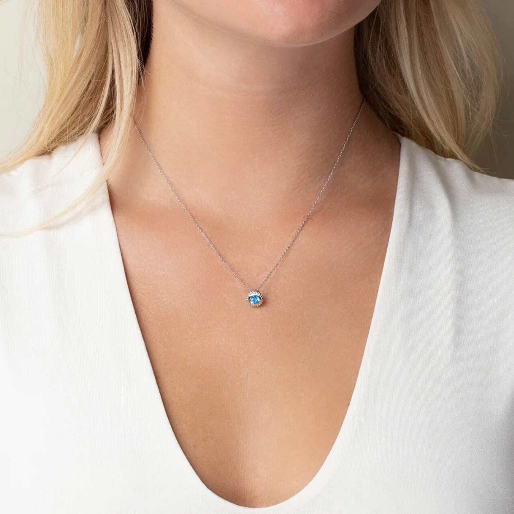 Sterling Silver & 18K Yellow Gold Blue Topaz Pendant