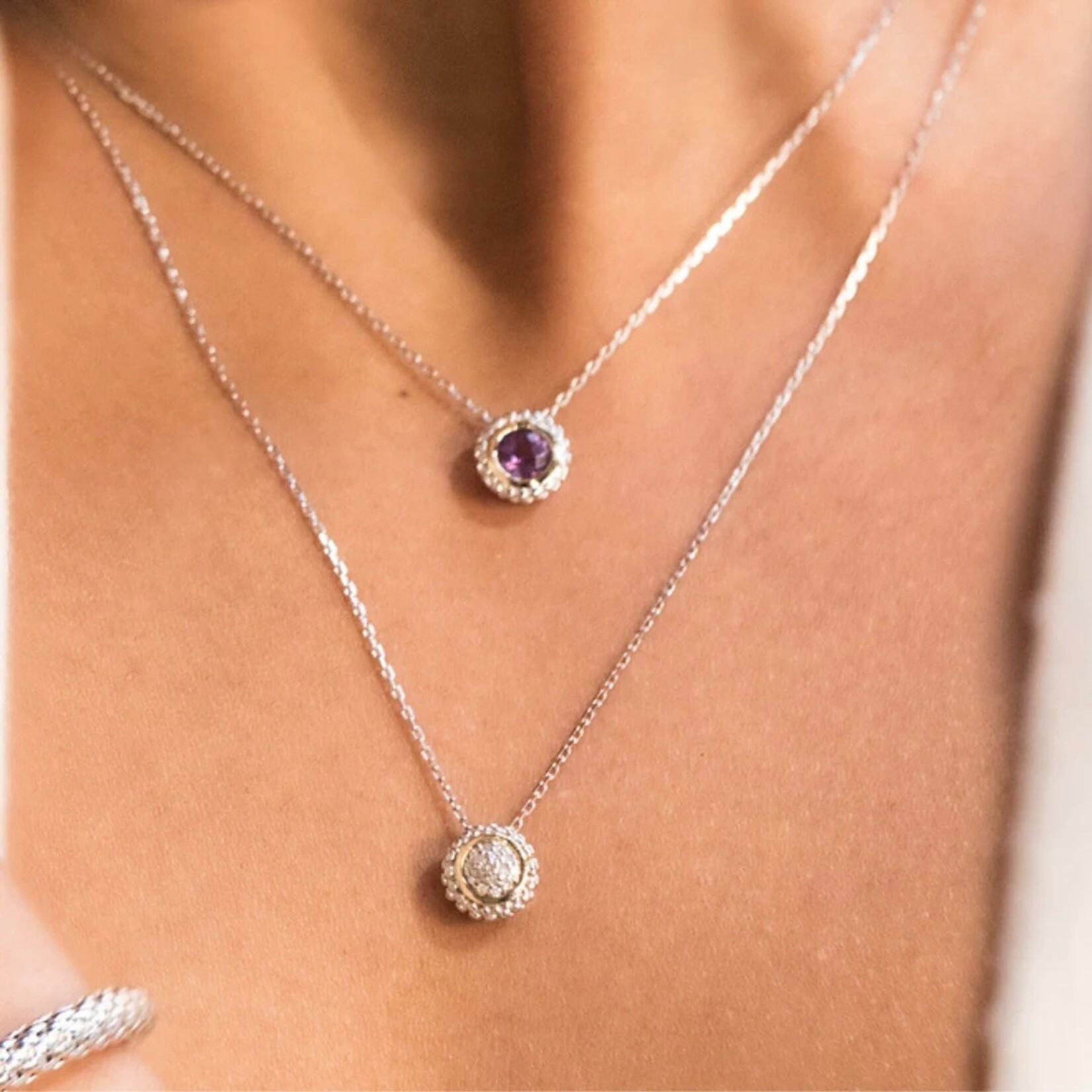 Sterling Silver & 18K Yellow Gold Amethyst Pendant