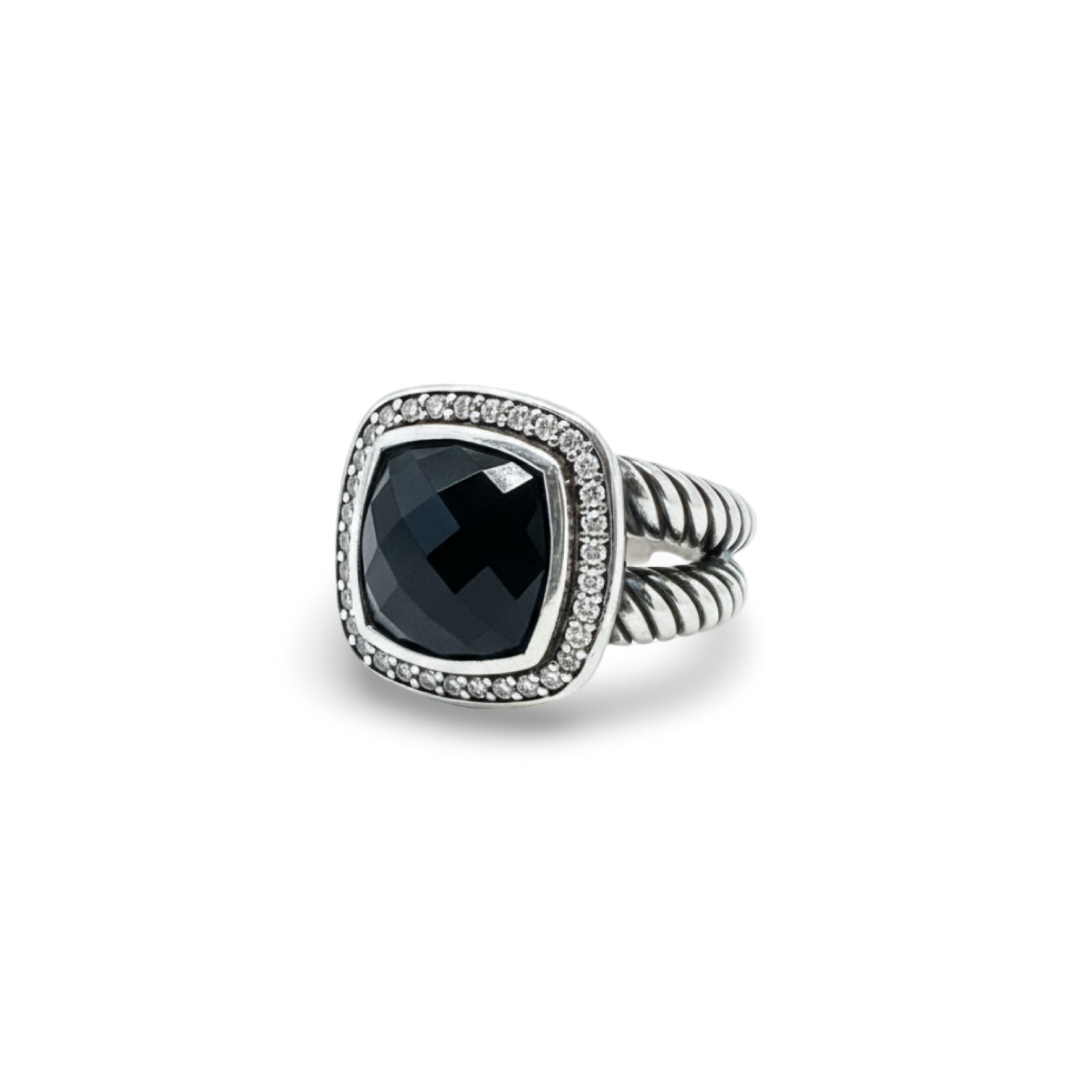 Sterling Silver Black Onyx & Diamond David Yurman Albion Ring