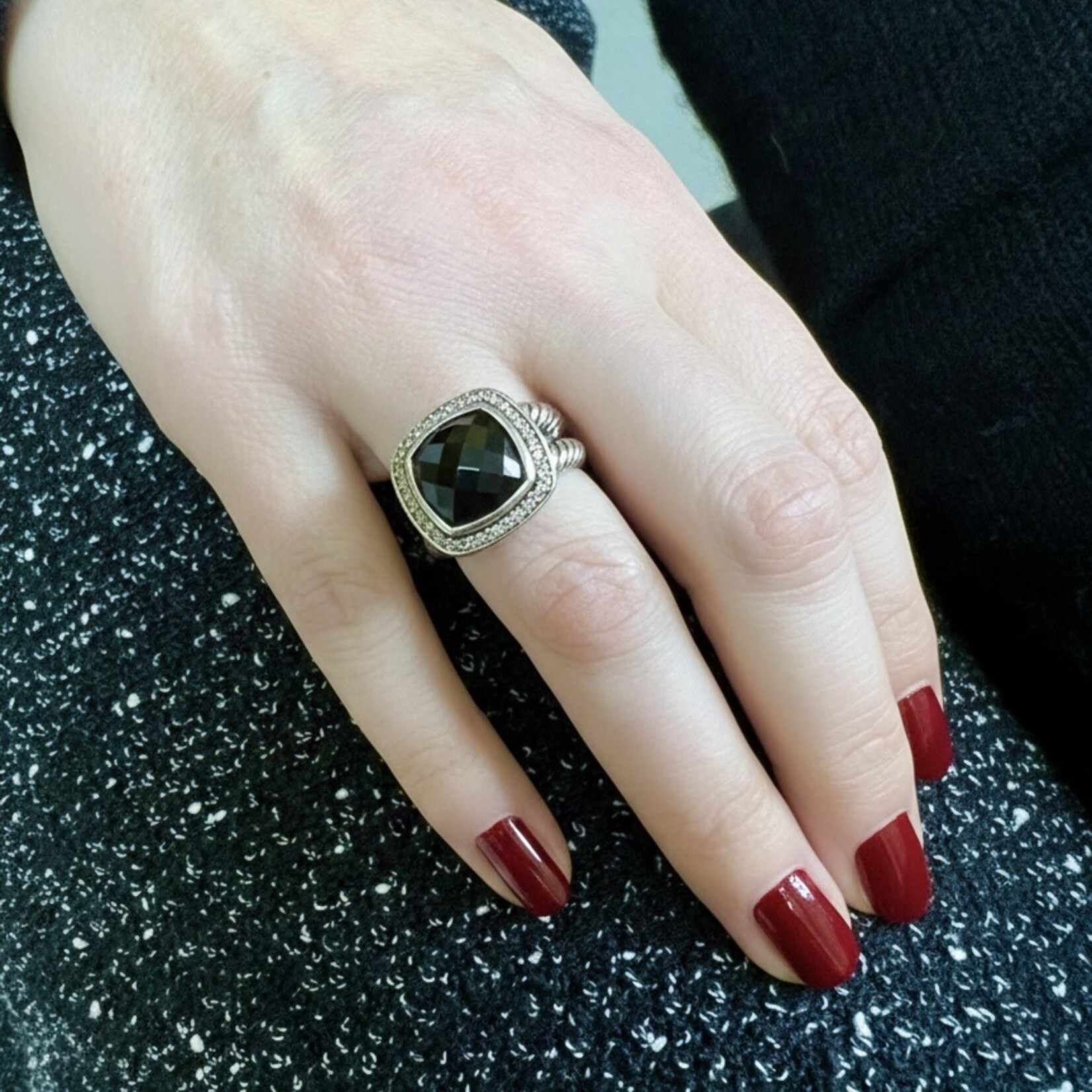 Sterling Silver Black Onyx & Diamond David Yurman Albion Ring