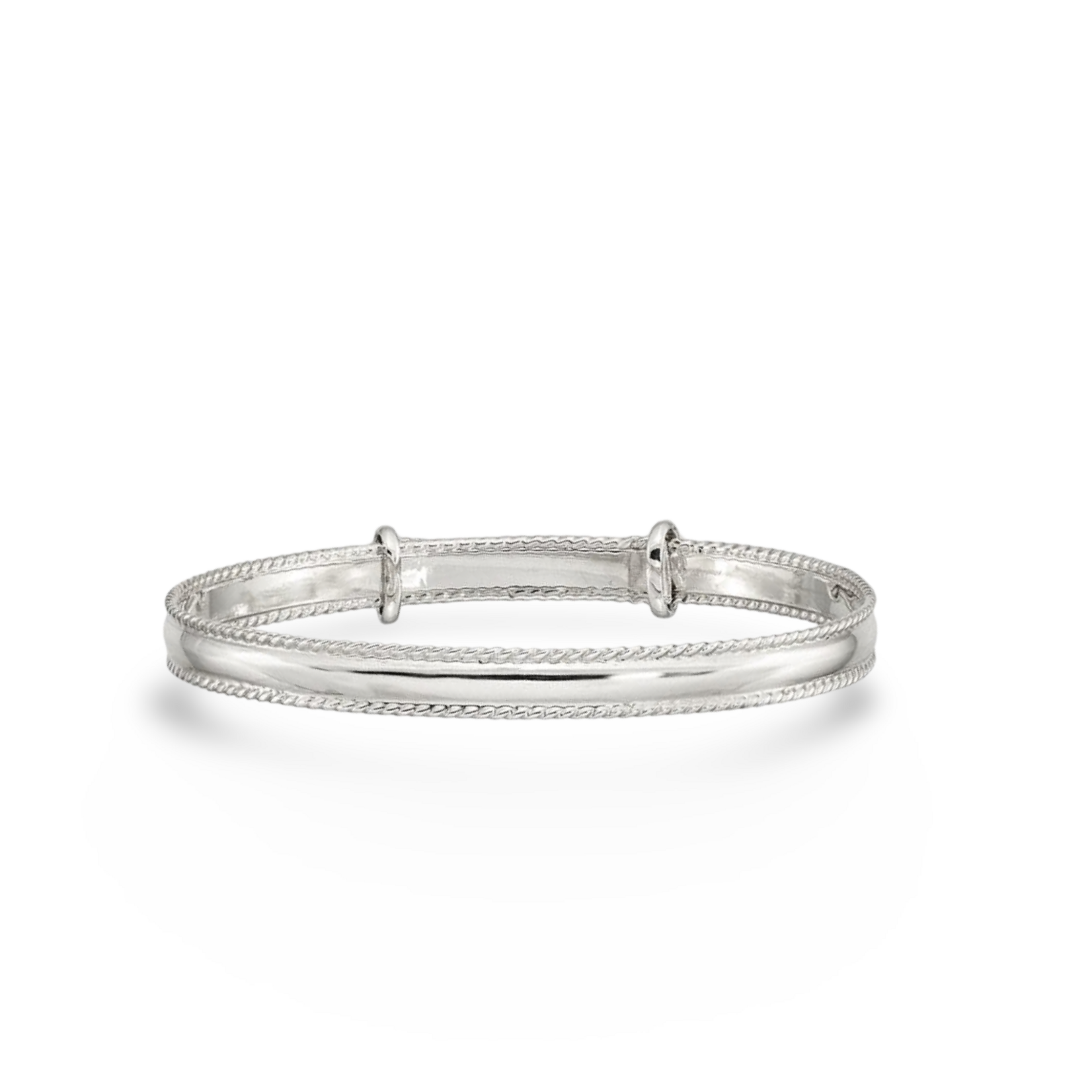 Sterling Silver Baby Beaded Edge Adjustable Bangle