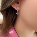 14K White Gold Pink Sapphires and Diamond Drop Earrings