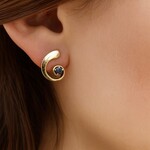 14K Yellow Gold Sapphire Polished Swirl Stud Earrings