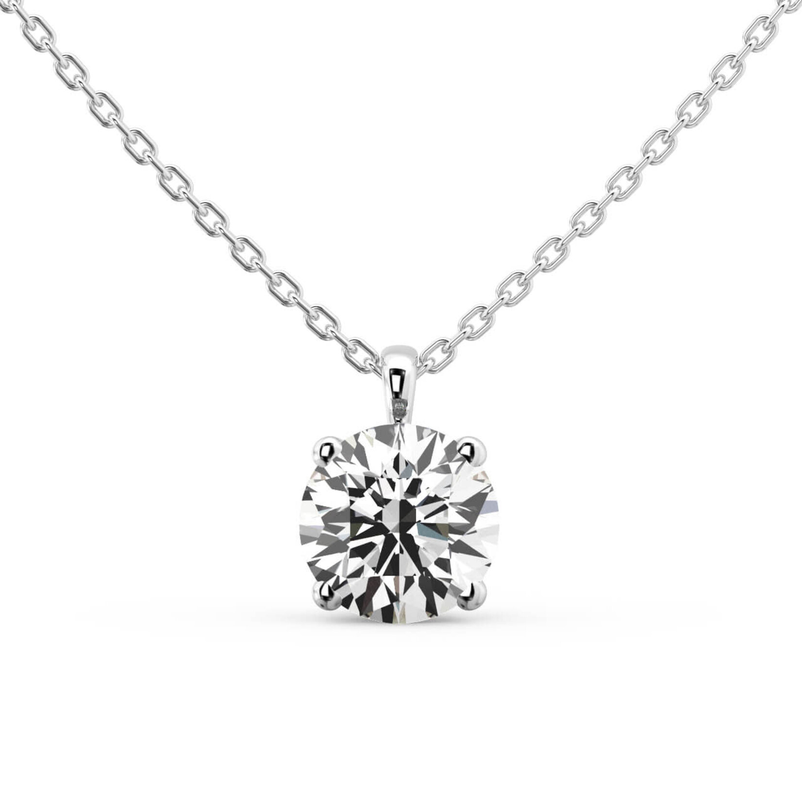 14K White Gold 1/2 Carat Lab Grown Diamond Solitaire Pendant