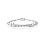 14K White Gold Diamond Engravable Bar Bangle