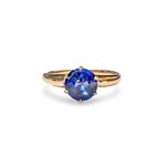 14K Yellow Gold Antique 1 Carat Sapphire Solitaire Ring