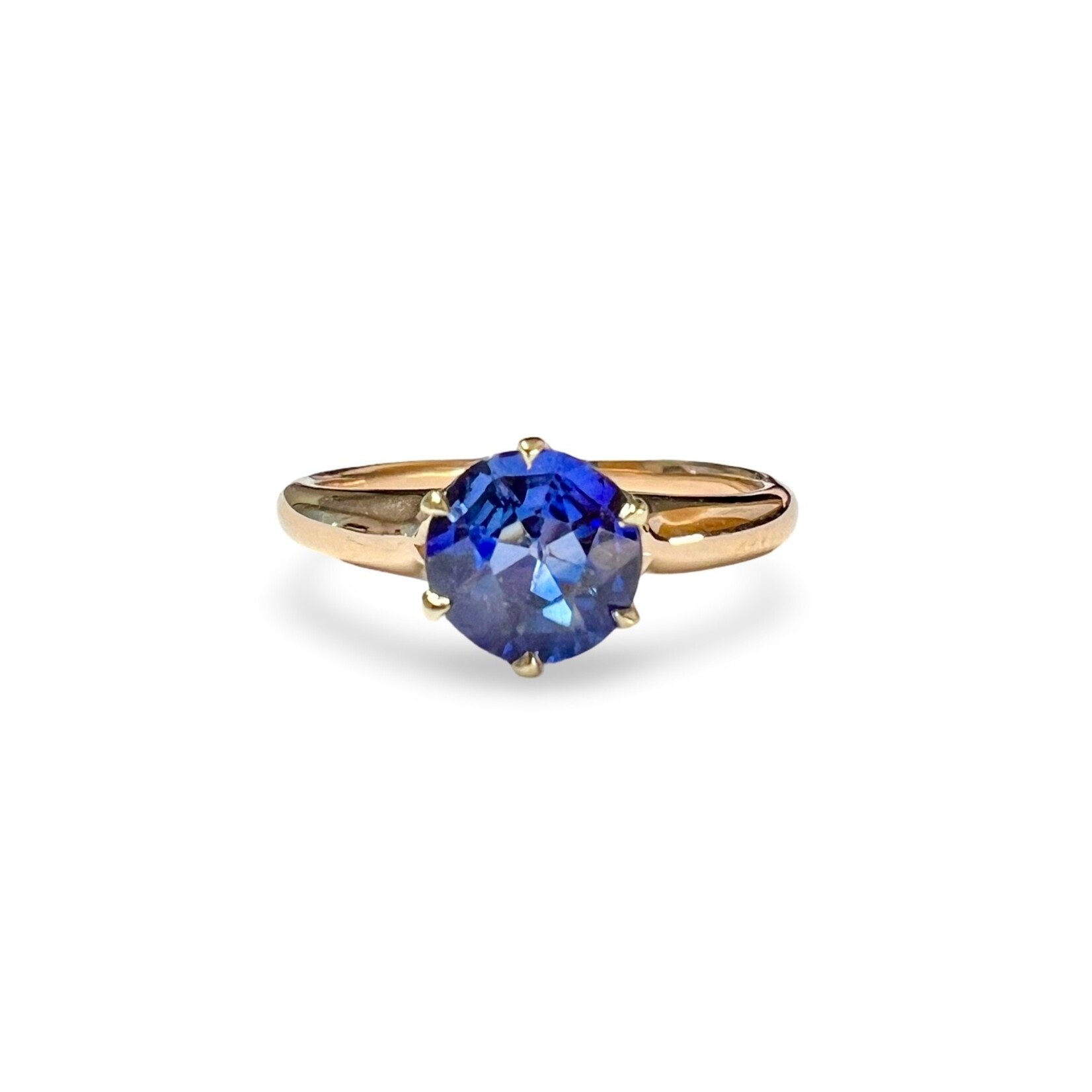 14K Yellow Gold Antique 1 Carat Sapphire Solitaire Ring