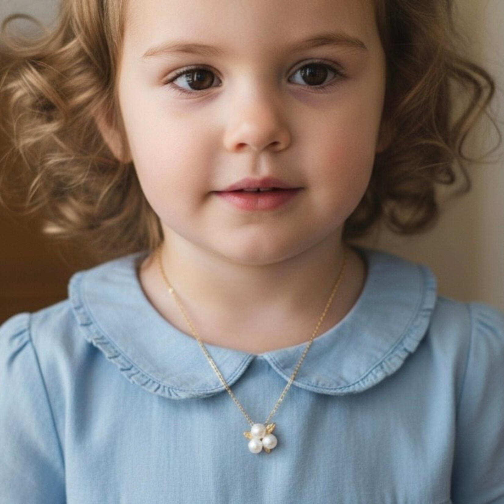 14K Yellow Gold Petite Pearl Cluster Pendant