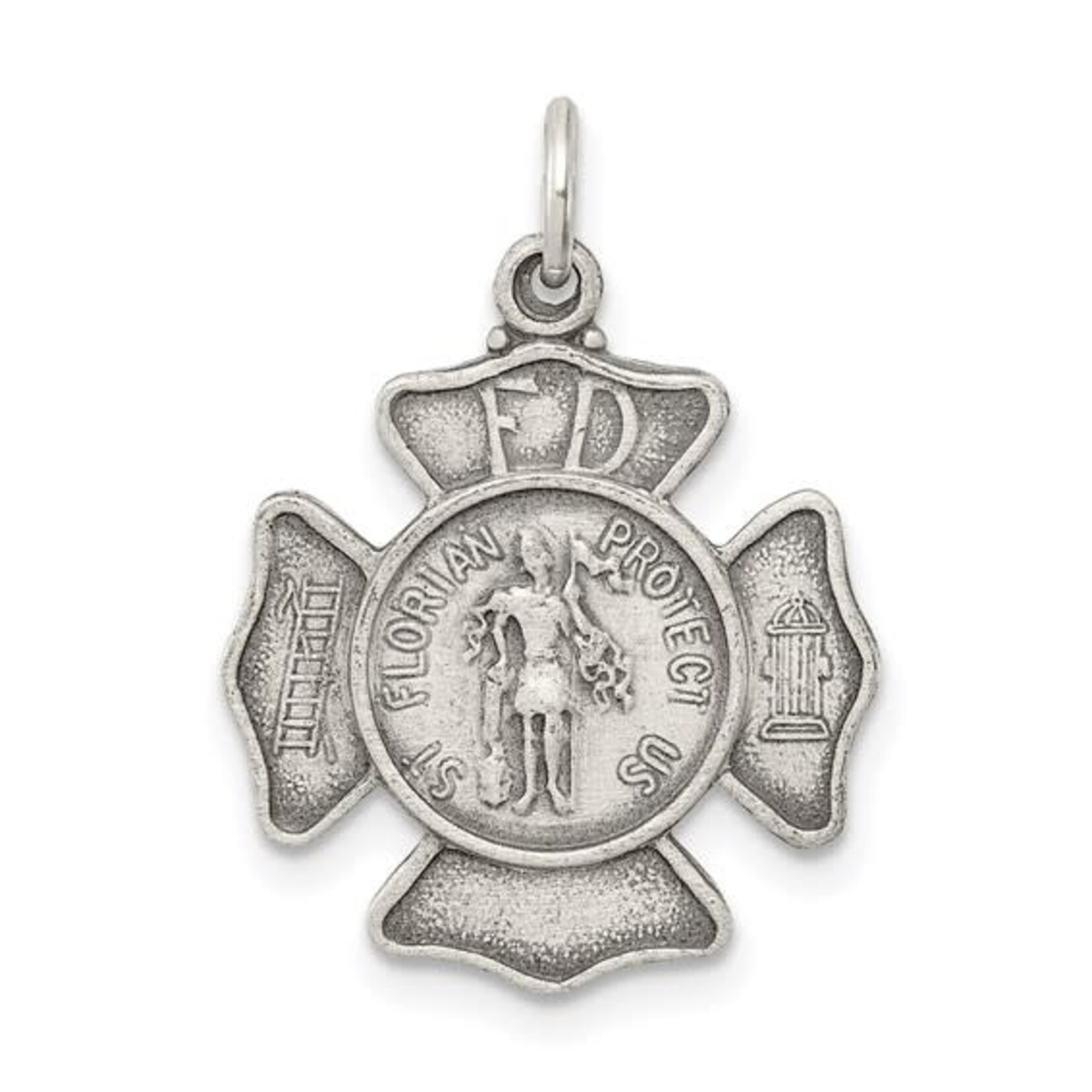 Sterling Silver St. Florian Protect Us Badge Charm