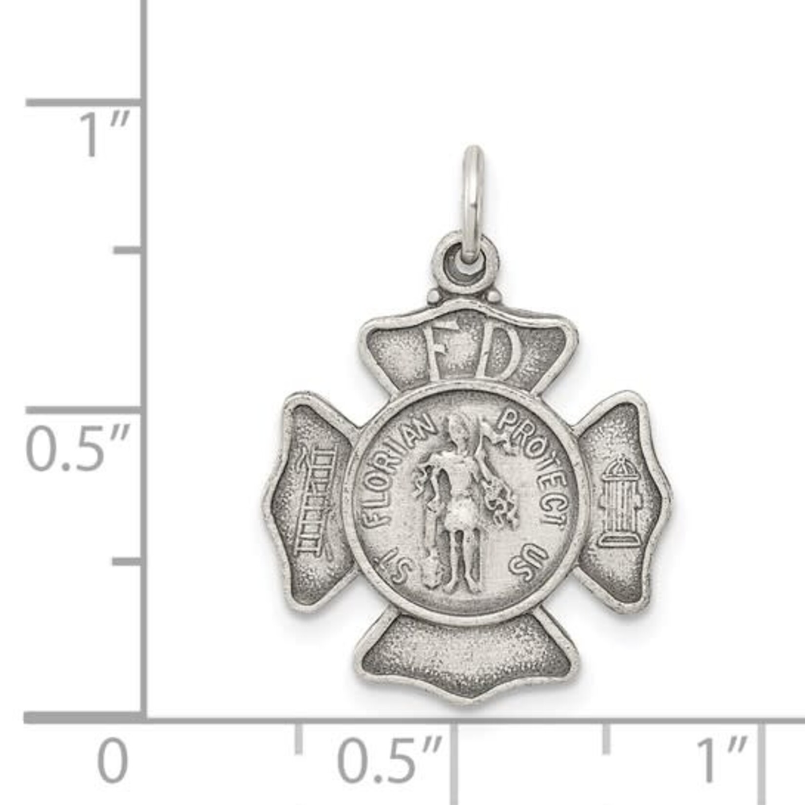 Sterling Silver St. Florian Protect Us Badge Charm