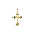 14K Yellow Gold Carved Italian Cross