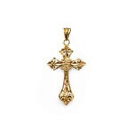 14K Rose and Yellow Gold Fleur De Lis Cross