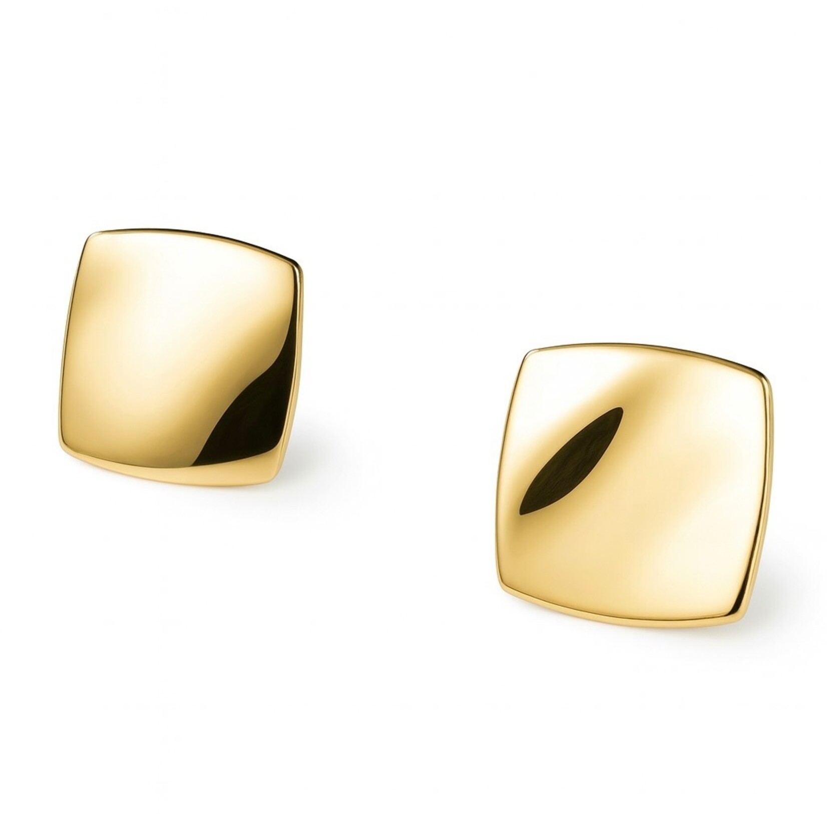14K Yellow Square Polished Wave Stud Earrings