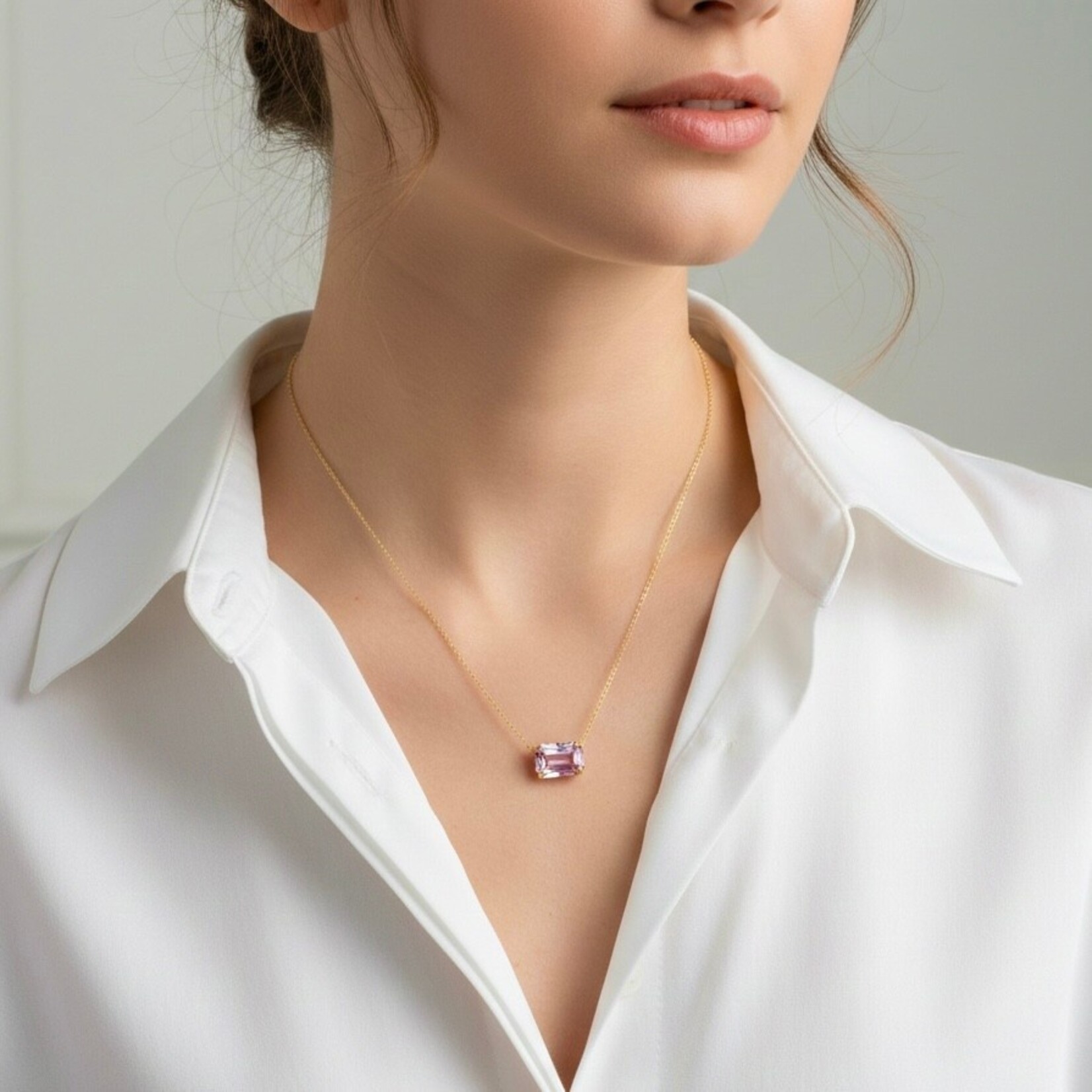 14K Yellow Gold Kunzite Necklace