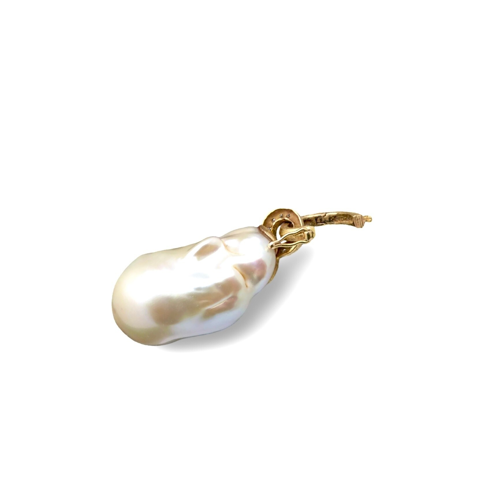 14K Gold Cultured Baroque Pearl & Diamond Enhancer