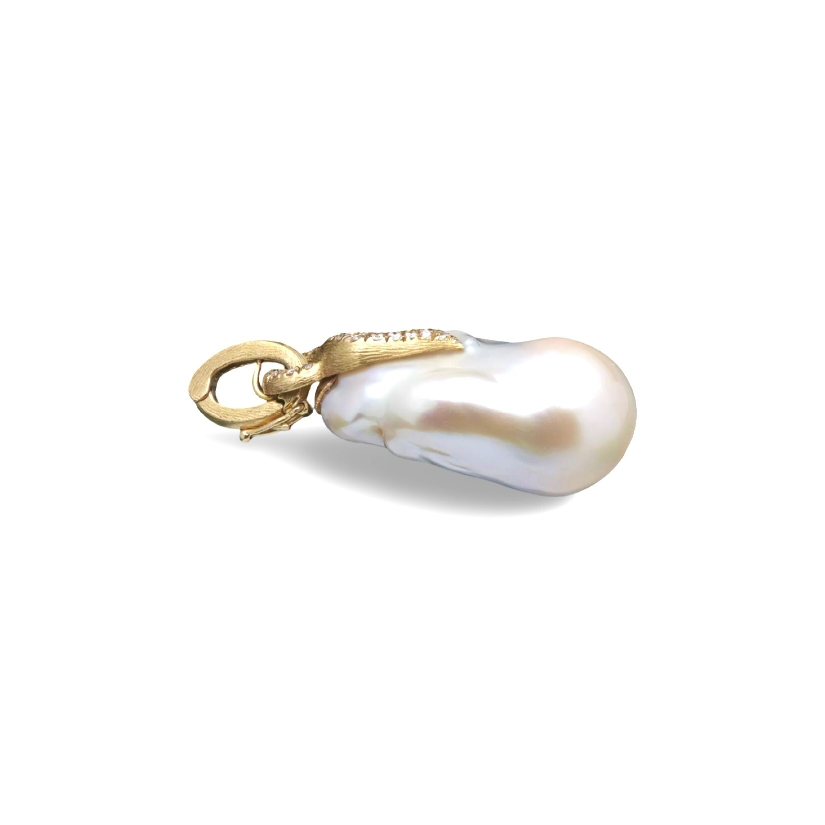 14K Gold Cultured Baroque Pearl & Diamond Enhancer