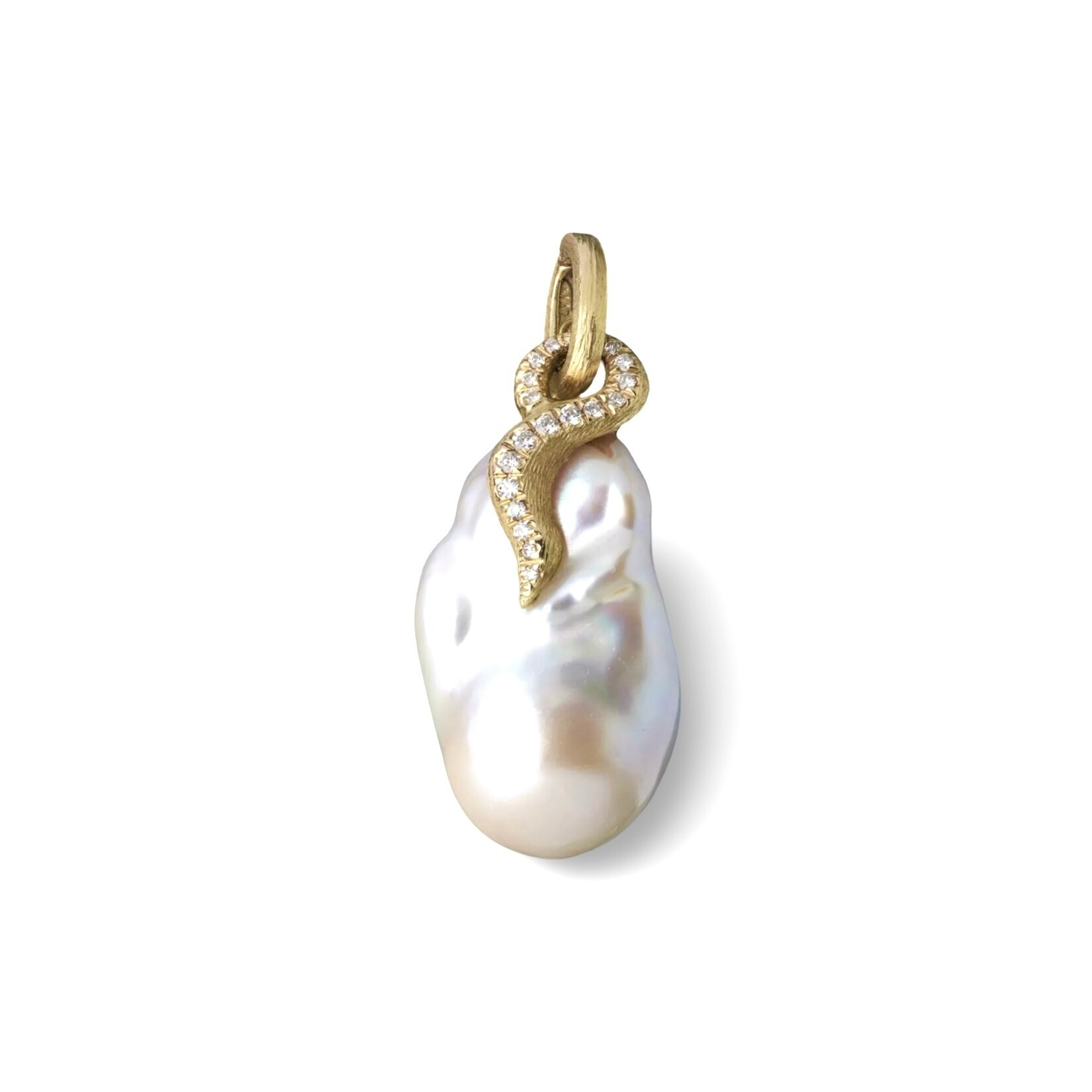 14K Gold Cultured Baroque Pearl & Diamond Enhancer
