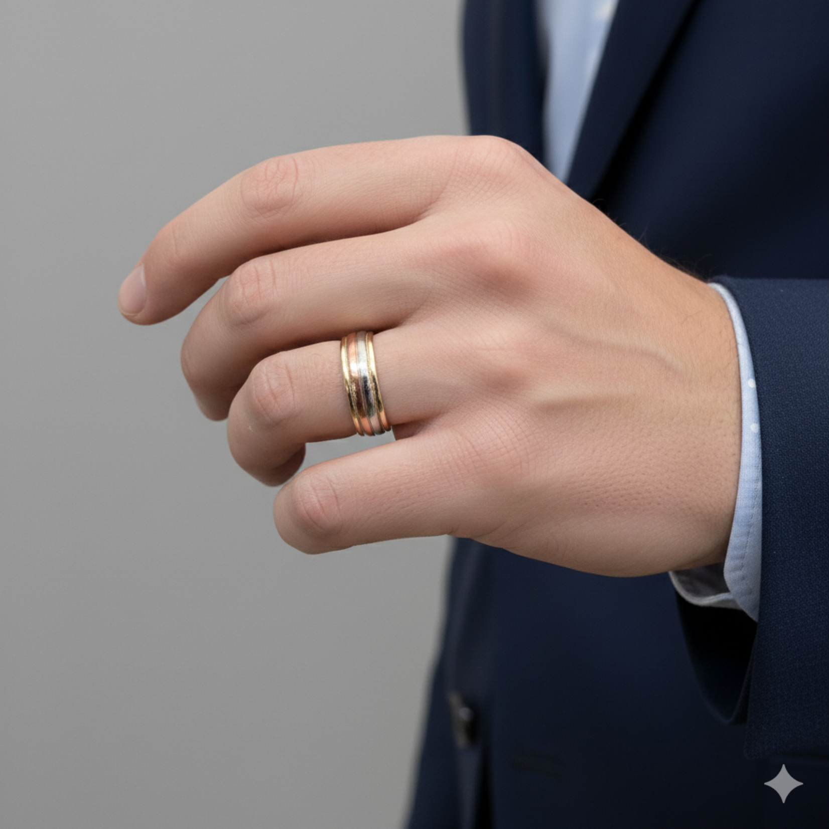 14K Gold Tri-Color Comfort Fit Band